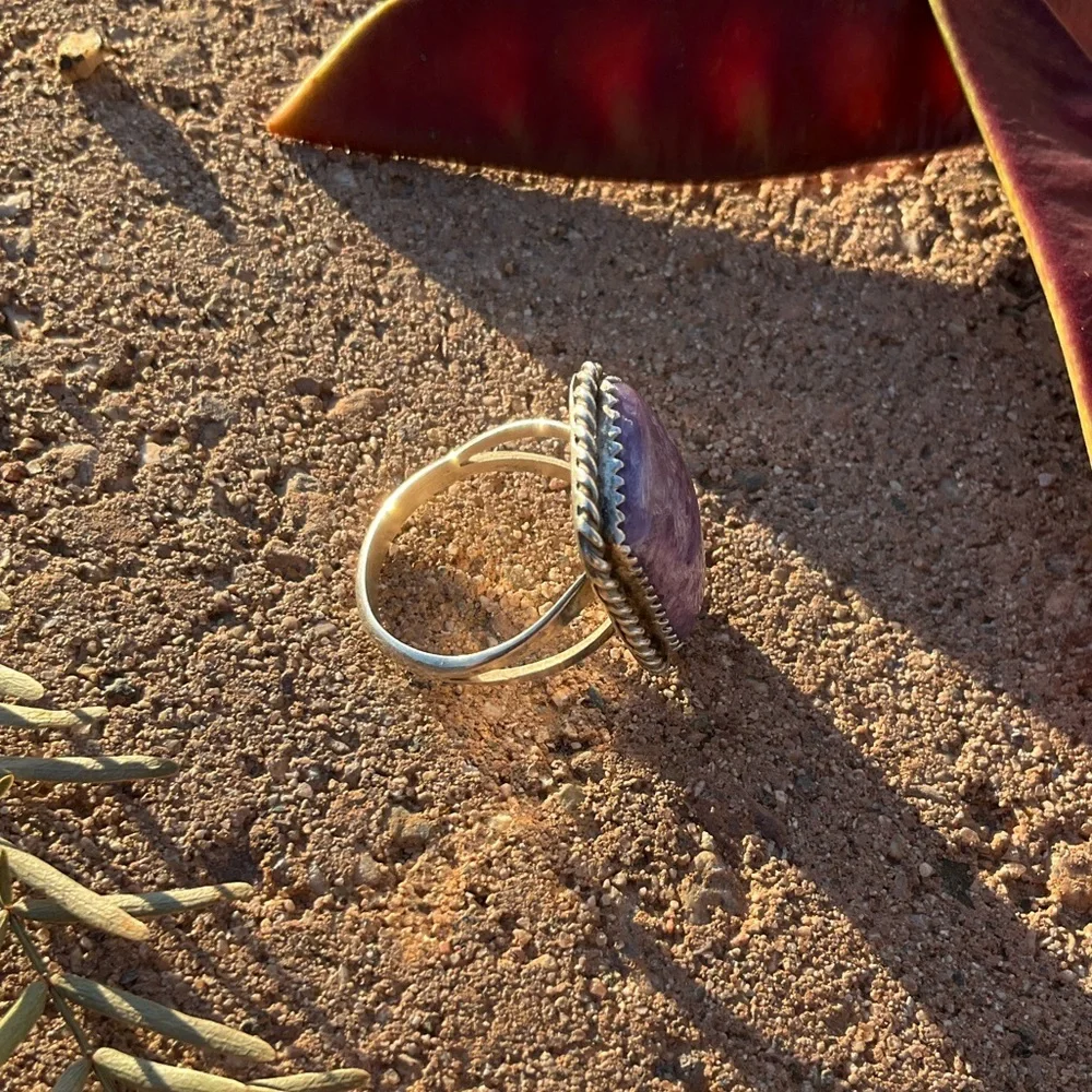 Charoite and Sterling Silver Ring